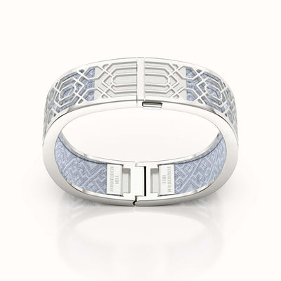 Peranakan Grace Bangle - Pewter Grey - Sterling Silver