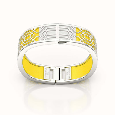 Peranakan Grace Bangle - Pineapple Yellow - Sterling Silver
