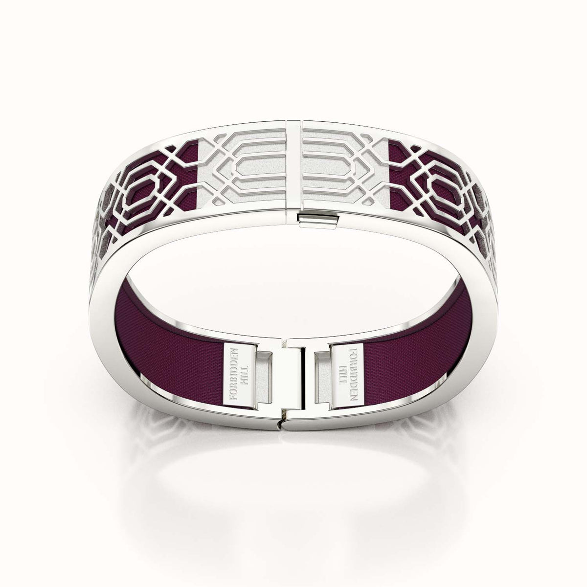 Peranakan Grace Bangle - Deep Plum - Sterling Silver