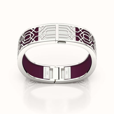 Peranakan Grace Bangle - Deep Plum - Sterling Silver