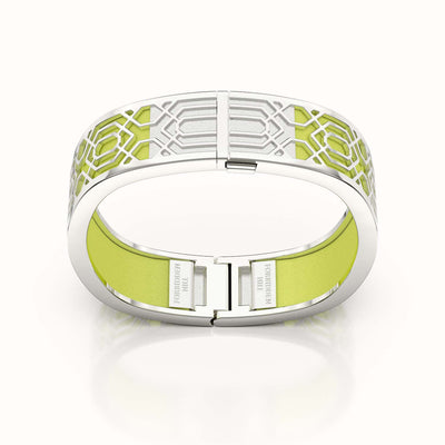 Peranakan Grace Bangle - Pomelo Green - Sterling Silver