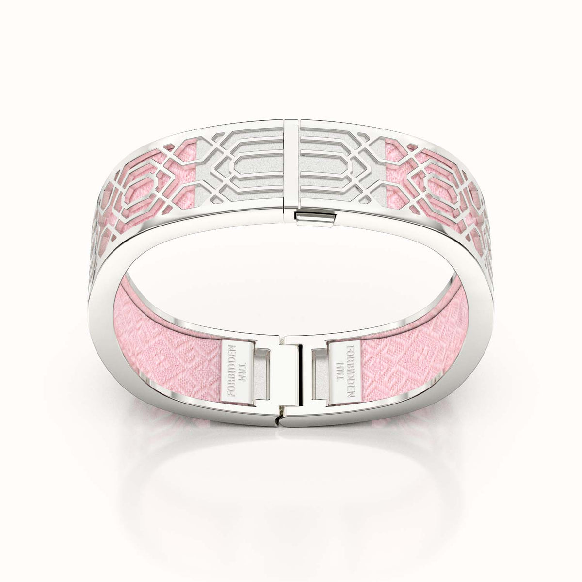 Peranakan Grace Bangle - Rose Syrup Pink - Sterling Silver