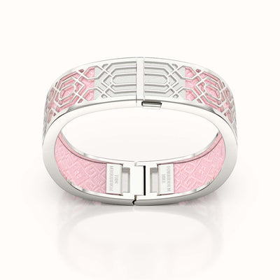 Peranakan Grace Bangle - Rose Syrup Pink - Sterling Silver
