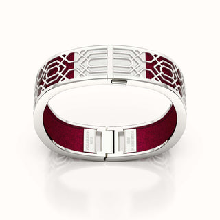 Peranakan Grace Bangle - Majestic Ruby - Sterling Silver