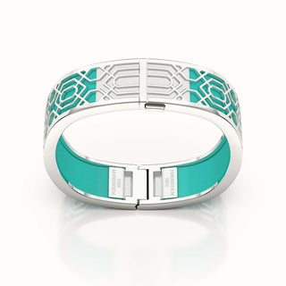 Peranakan Grace Bangle - Shophouse Teal - Sterling Silver