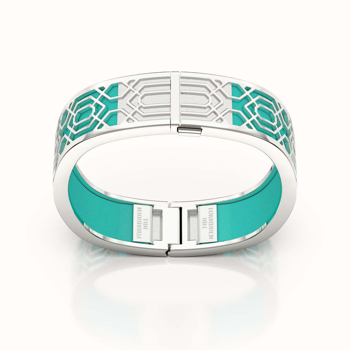 Peranakan Grace Bangle - Shophouse Teal - Sterling Silver