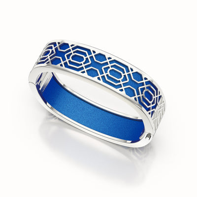 Peranakan Grace Bangle - Celestial Blue - Sterling Silver