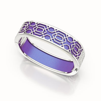 Peranakan Grace Bangle - Dawn Mauve - Sterling Silver
