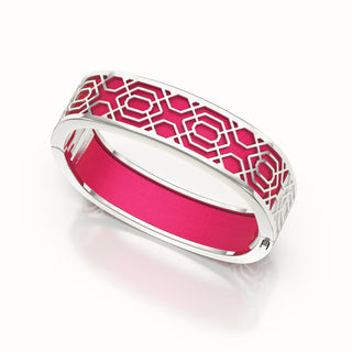 Peranakan Grace Bangle - Dragonfruit Pink - Sterling Silver