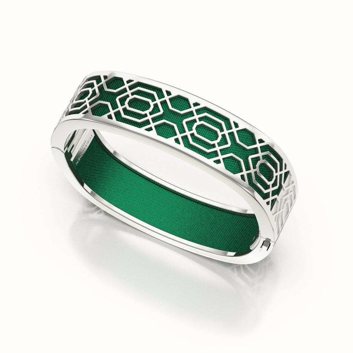 Peranakan Grace Bangle - Emerald Green - Sterling Silver