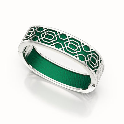 Peranakan Grace Bangle - Emerald Green - Sterling Silver