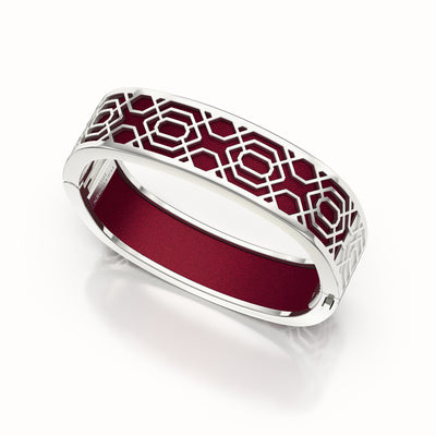 Peranakan Grace Bangle - Mangosteen Red - Sterling Silver