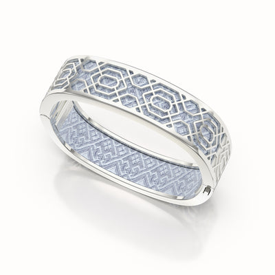 Peranakan Grace Bangle - Pewter Grey - Sterling Silver