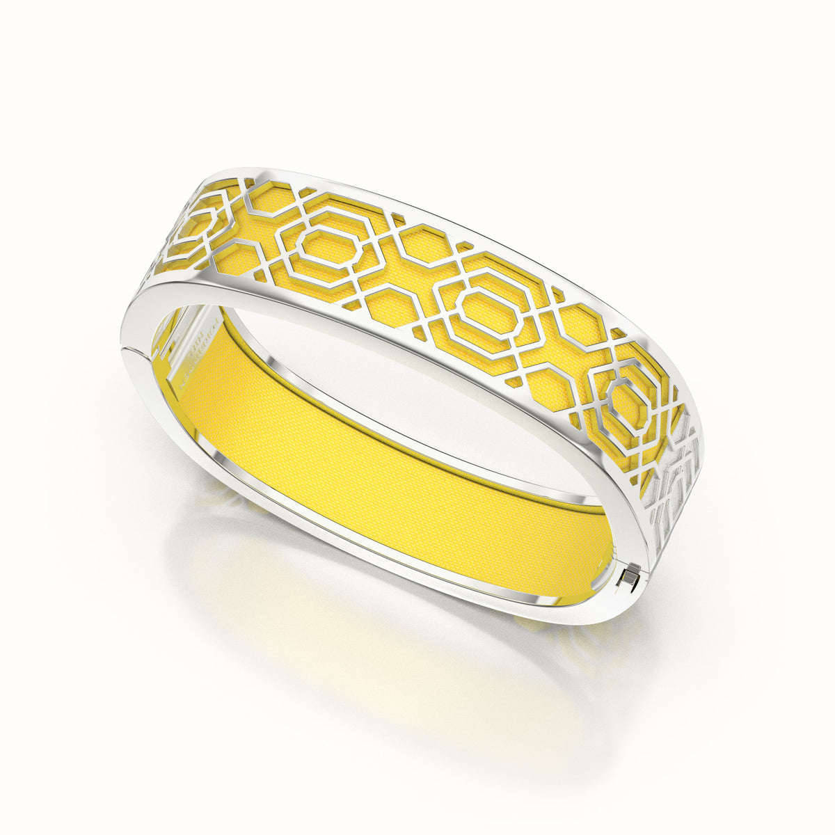 Peranakan Grace Bangle - Pineapple Yellow - Sterling Silver
