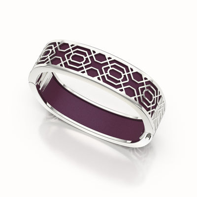 Peranakan Grace Bangle - Deep Plum - Sterling Silver