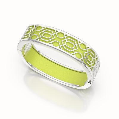 Peranakan Grace Bangle - Pomelo Green - Sterling Silver