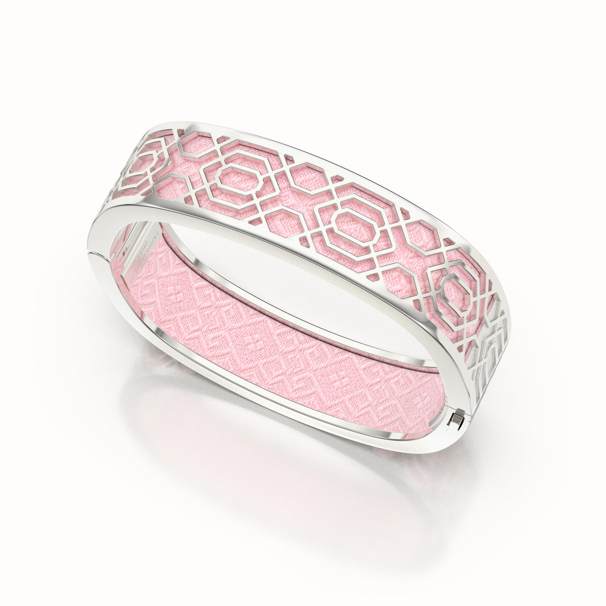 Peranakan Grace Bangle - Rose Syrup Pink - Sterling Silver