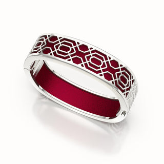 Peranakan Grace Bangle - Majestic Ruby - Sterling Silver