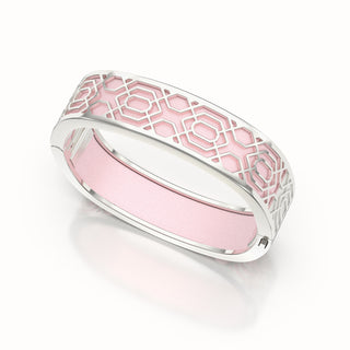 Peranakan Grace Bangle - Shophouse Pink - Sterling Silver