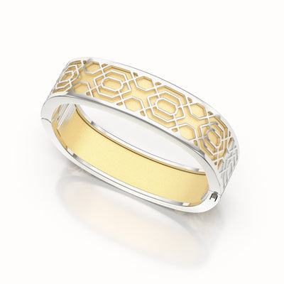 Peranakan Grace Bangle - Shophouse Vanilla - Sterling Silver