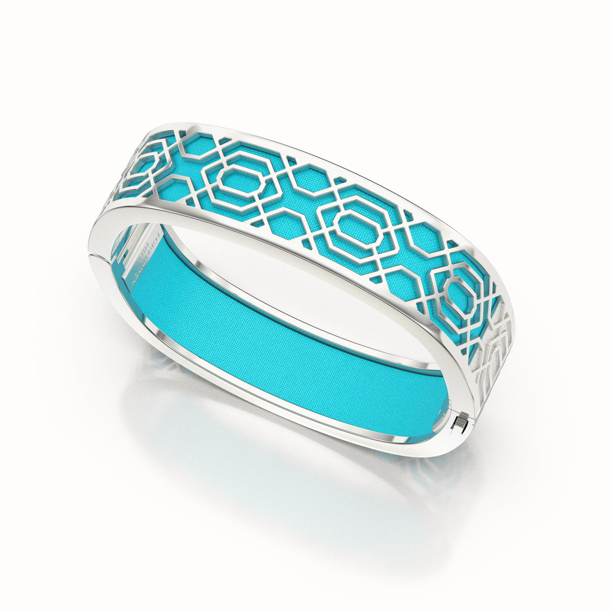 Peranakan Grace Bangle - Turquoise Blue - Sterling Silver