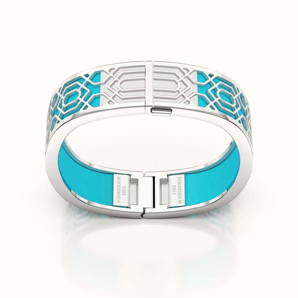 Peranakan Grace Bangle - Turquoise Blue - Sterling Silver