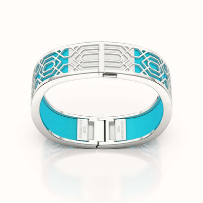 Peranakan Grace Bangle - Turquoise Blue - Sterling Silver