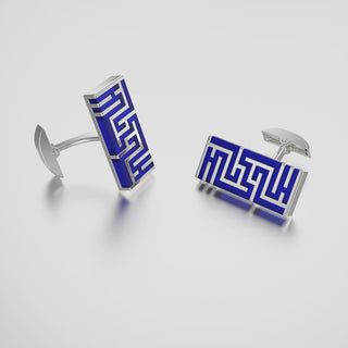 Ban Zu Cufflinks - Sterling Silver - Imperial Blue