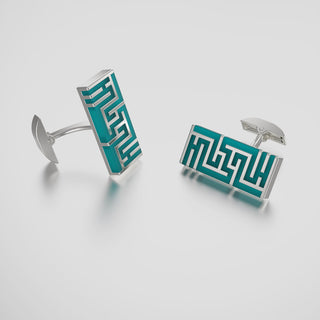 Ban Zu Cufflinks - Sterling Silver - Jade Green