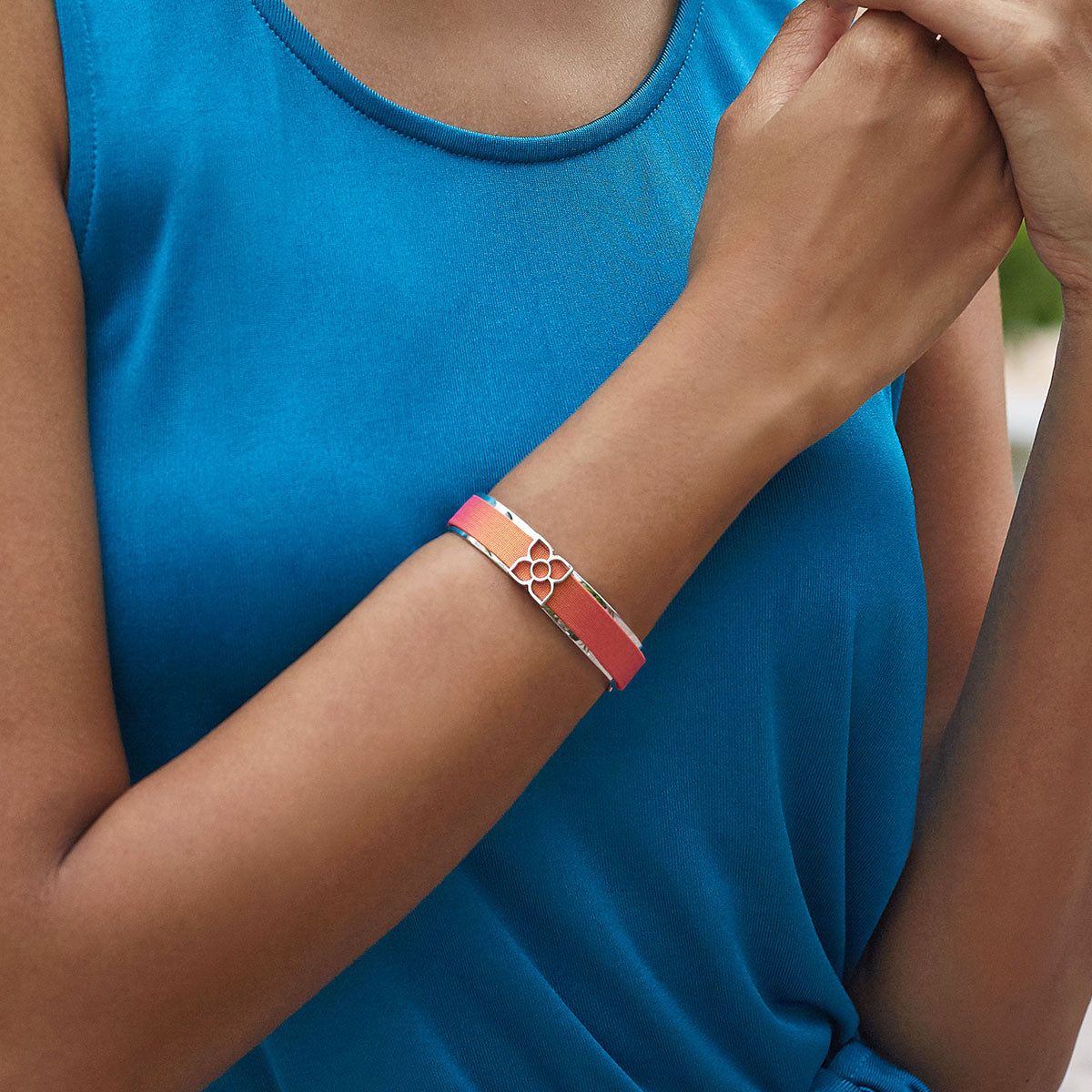 Lotus Silk Cuff - Sunset Orange