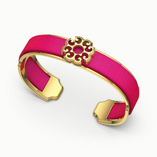 Nonya Blossom Silk Cuff - Dragonfruit Pink