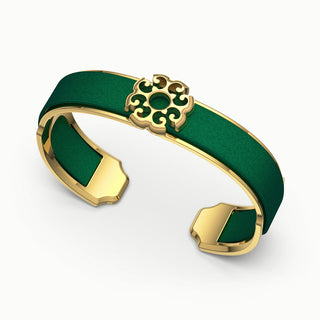 Nonya Blossom Silk Cuff - Emerald Green