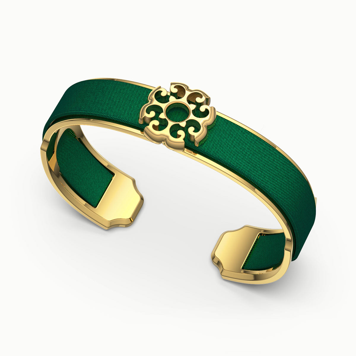 Nonya Blossom Silk Cuff - Emerald Green - Forbidden Hill