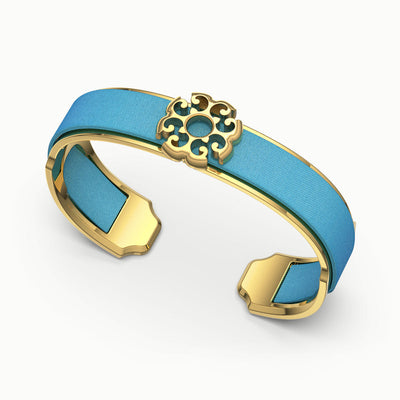 Nonya Blossom Silk Cuff - Turquoise Blue