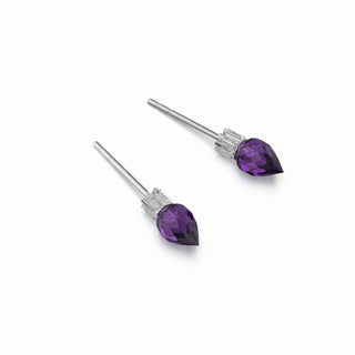 Large Stud Earrings Gemstone - Amethyst