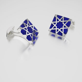 Melaka Cufflinks - Sterling Silver - Imperial Blue