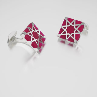 Melaka Cufflinks - Sterling Silver - Jade Red